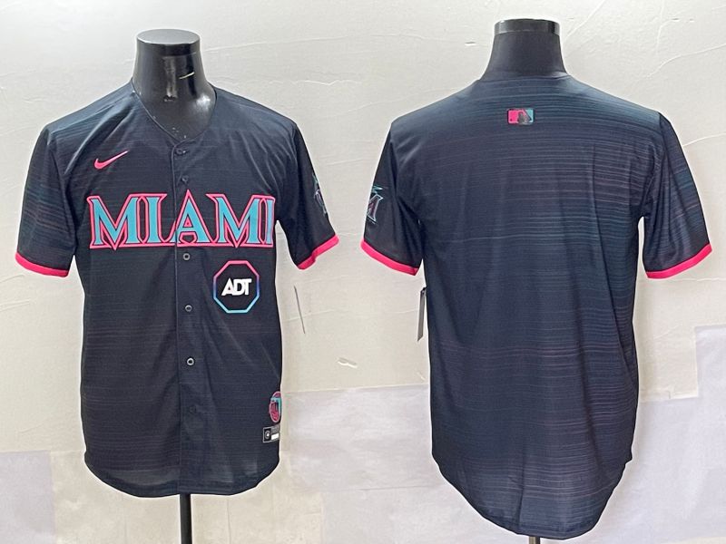 Men 2025 Miami Marlins Blank Black Joint Name Nike MLB Jersey style 4->miami marlins->MLB Jersey